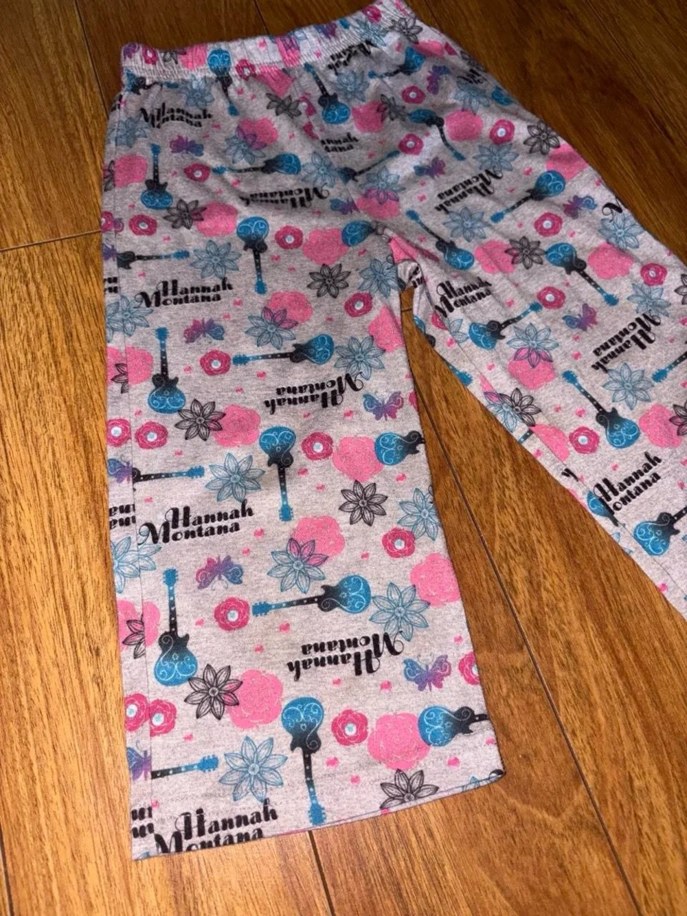Hannah Montana pink, blue, and gray pajama pants